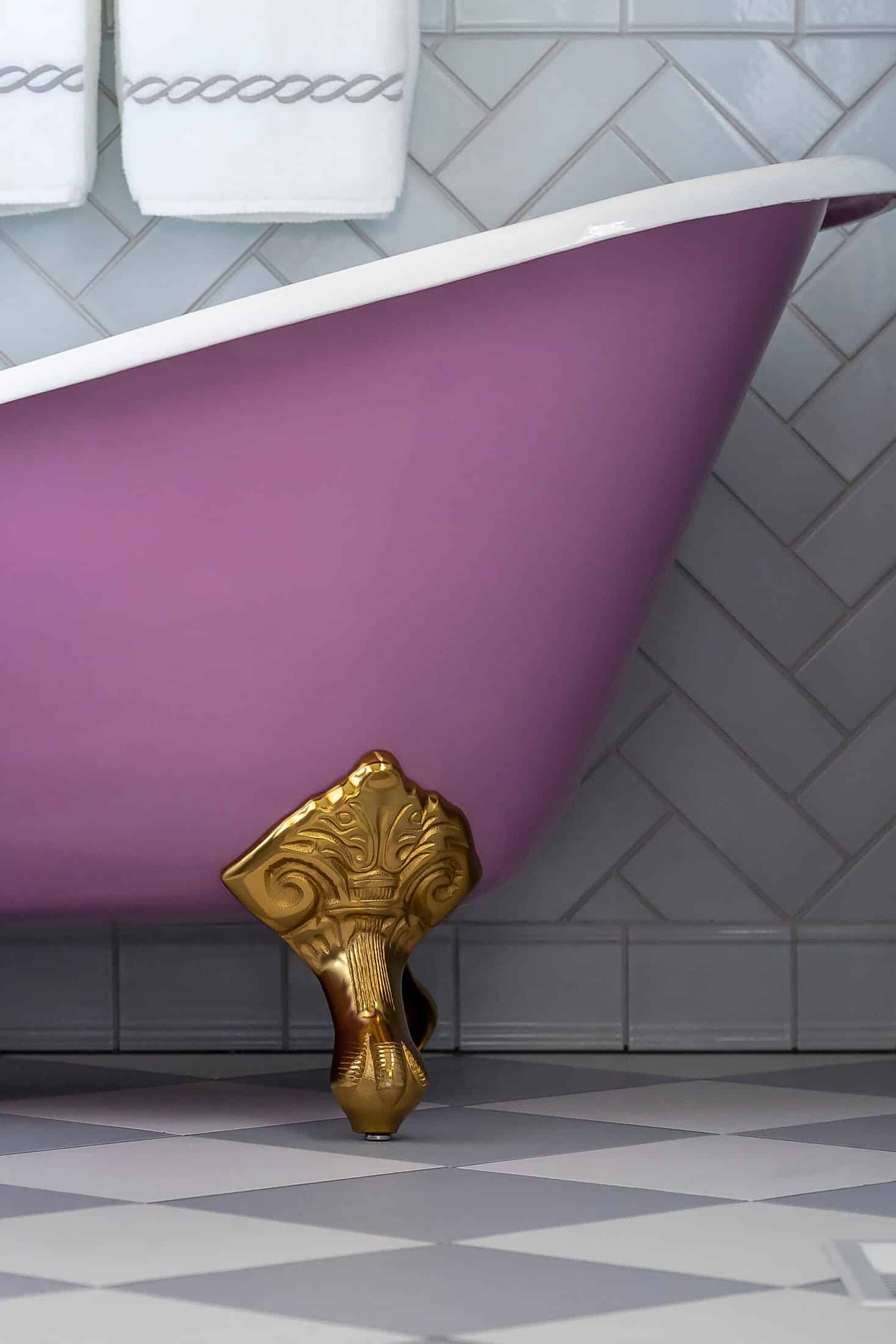 Reusch Interior Design - Hyde Park - Cincinnati, OH - Bathroom Interior Design - Purple Tub