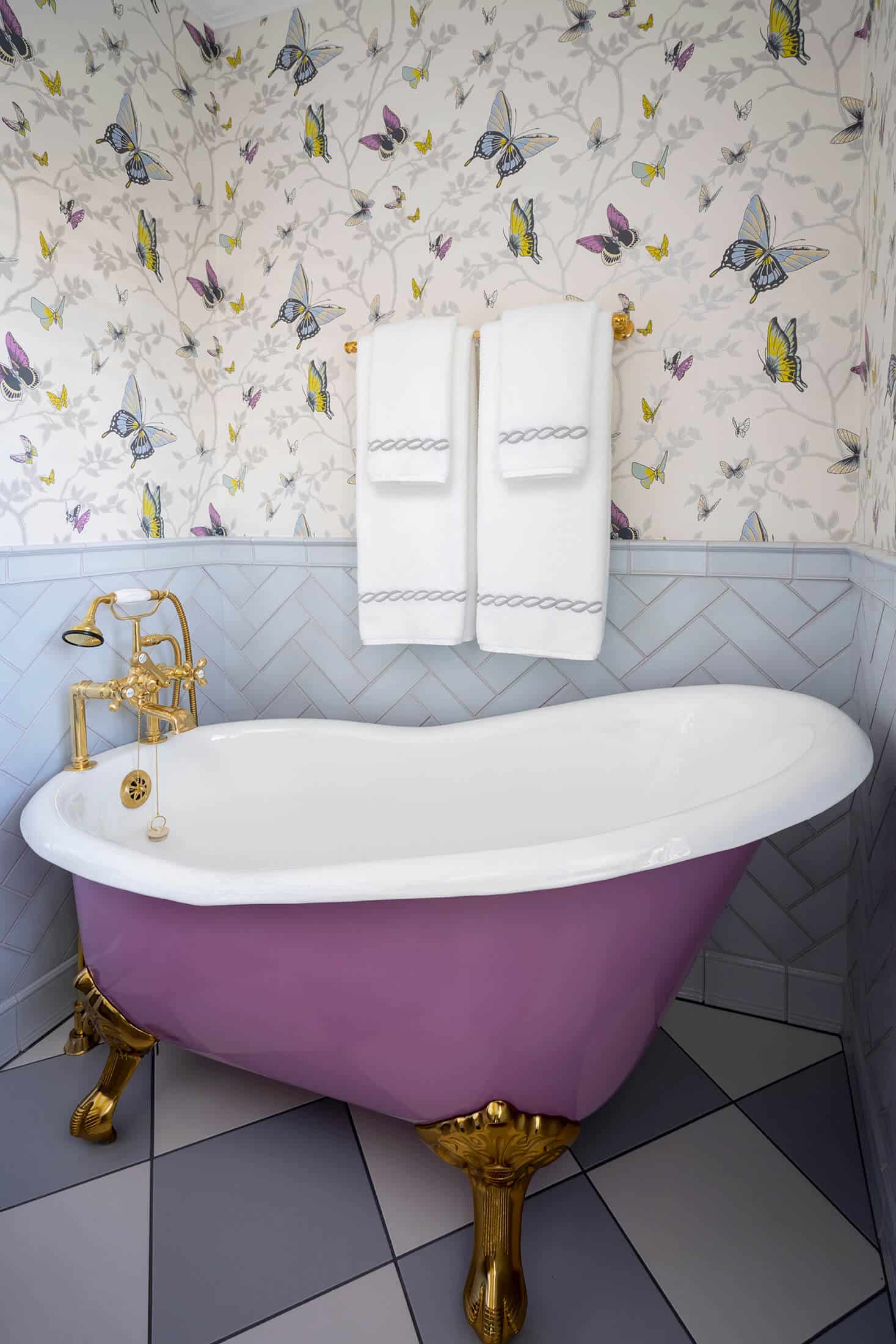 Reusch Interior Design - Hyde Park - Cincinnati, OH - Bathroom Interior Design - Purple tub