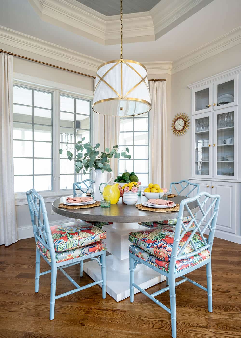 Laney Reusch Interior Design - Cincinnati Interior Designer - eat in kitchen with floral seat covers